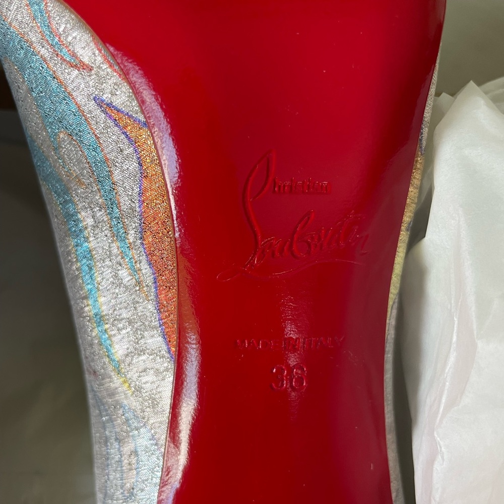 christian louboutin pigalle follies lurex flame gold fabric stiletto sz 36 - Picture 4 of 10
